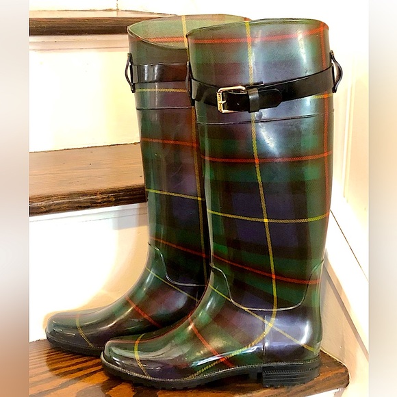 Ralph Lauren Shoes - RALPH LAUREN Rossalyn II Black Watch Plaid Knee High Rainboots